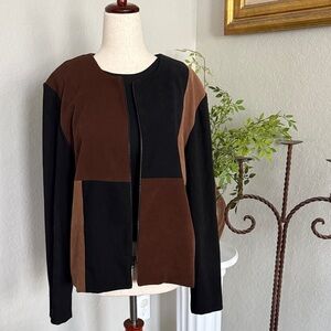 Colorblock Brown and Black Women's Jacket